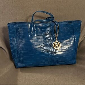 Blue Croc-Embossed Tote